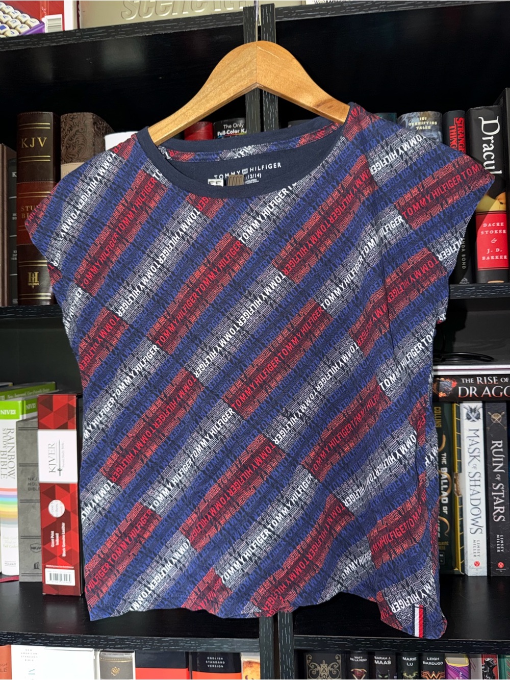 Tommy Hilfiger Red, Blue & White Logo-Print Short Sleeve Tee